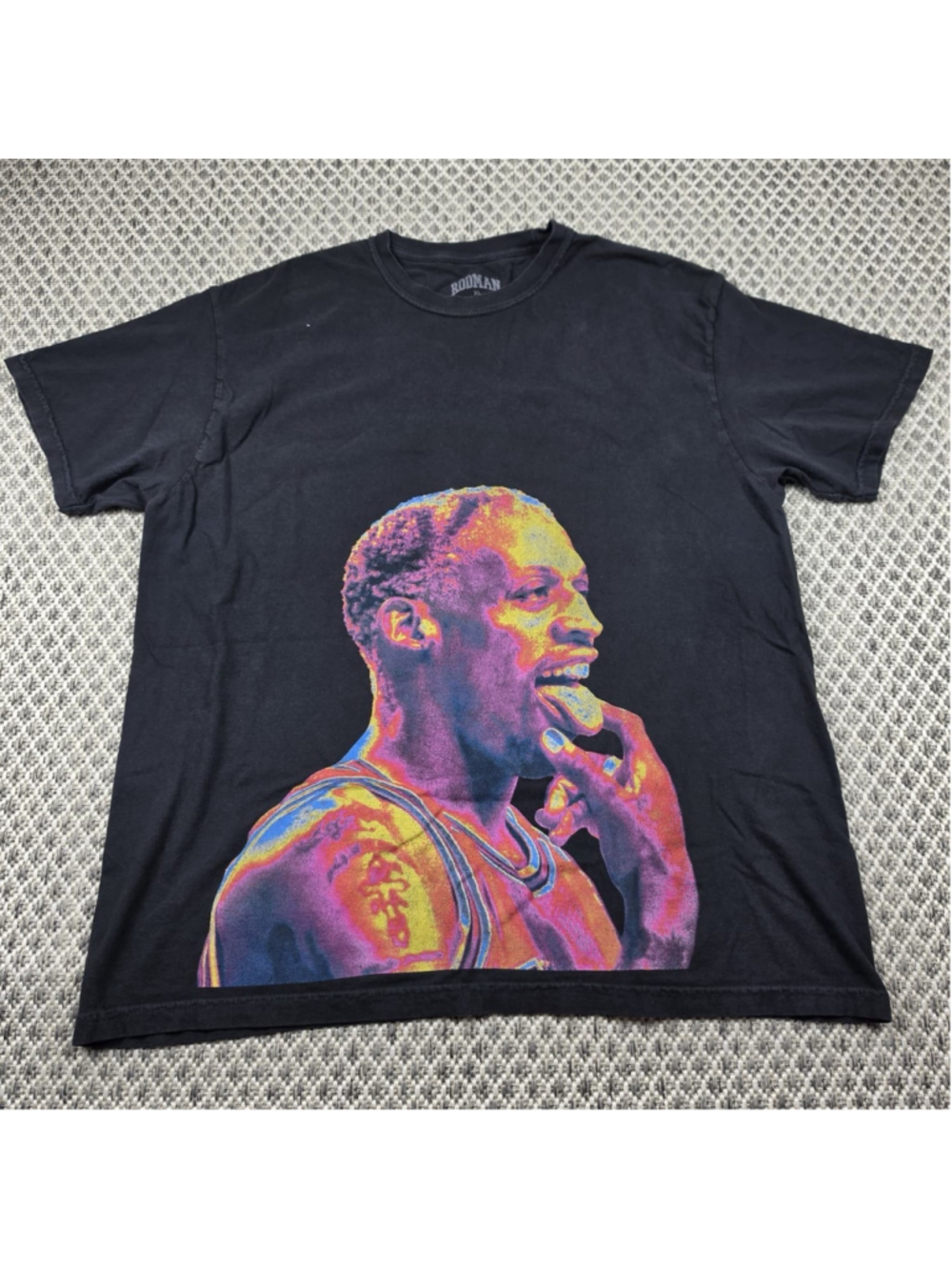 Dennis Rodman Graphic T Shirt XL Black Colorful Portrait Made In USA Cotton
